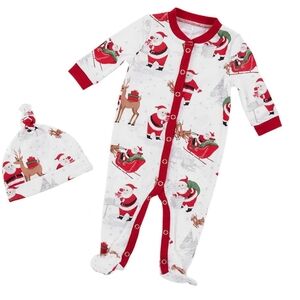 Pottery Barn Heritage Santa Onesie- Size 18-24 Mos